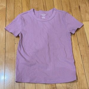 American Eagle Outfitters Women's Ribbed Crewneck Tee - Lavender Purple